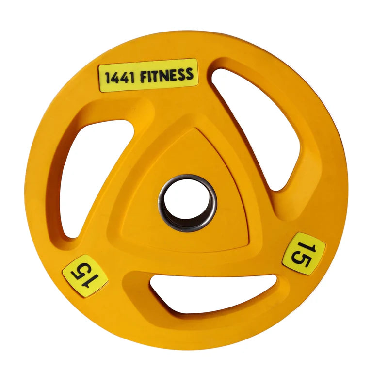 5 KG - 1441 Fitness Tri Grip Color PU Olympic Plates 2.5 Kg to 20 Kg - 1 Year Warranty